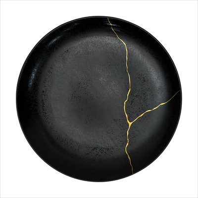 Teller flach 27 cm _Karbon Kintsugi__top